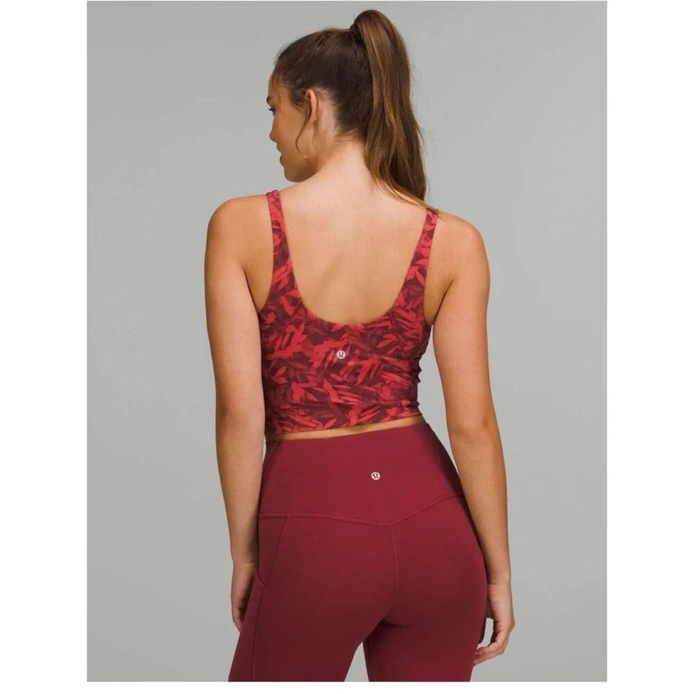 Lululemon Align Tank Cropped Spray Leaf Fireside Red Multi Size 8